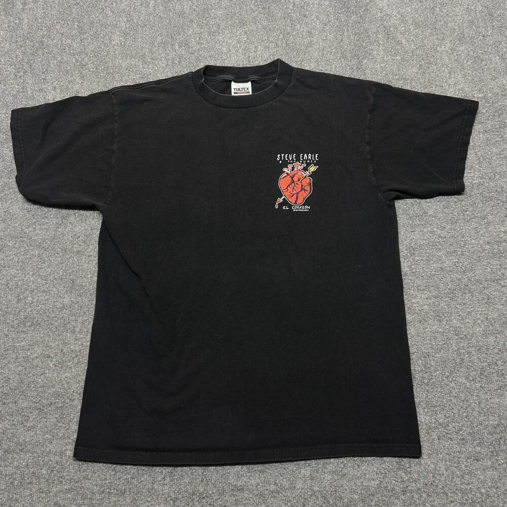 Vintage Steve Earle & The Dukes Shirt Mens XL Black El Corazon 1998 World Tour